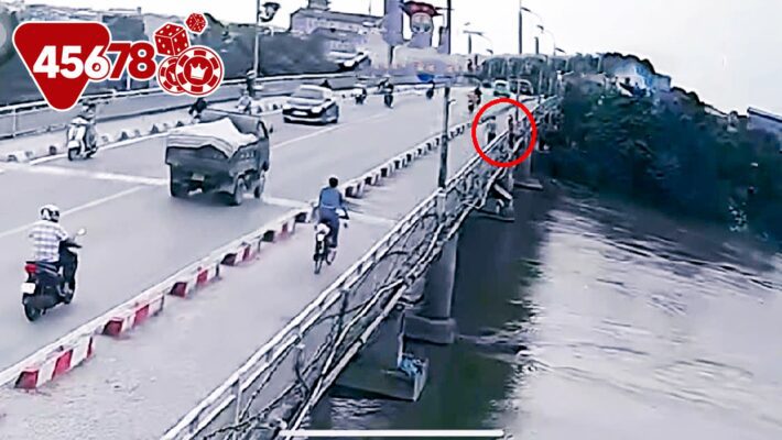 Em T.M.A. thời điểm nhảy cầu Đò Quan - Ảnh cắt từ clip Em T.M.A. thời điểm nhảy cầu Đò Quan - Ảnh cắt từ clip